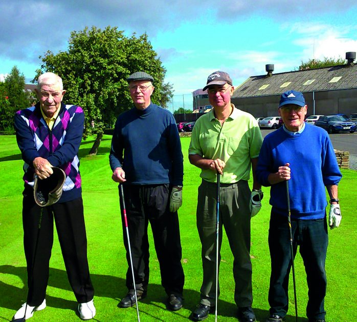 Flax Trust Rosebowl kicks of the Ardoyne The Bone Community Festival 2017. Danny McCarthy Myles Kavanagh Cletus McCloskey and Bob McNeill. e1505307068240 The Flax Trust Rose Bowl 2017